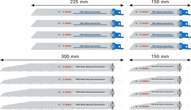 Juego de hojas de demolición Bosch PRO Tough Box, 16 piezas.